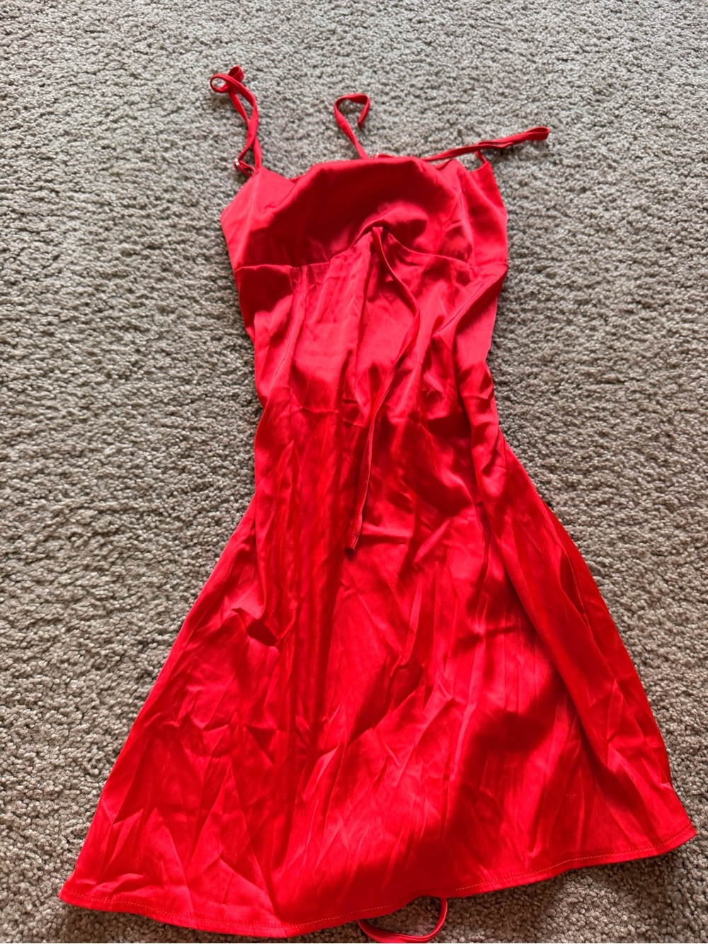 Red Slip Dress with Spaghetti Straps
